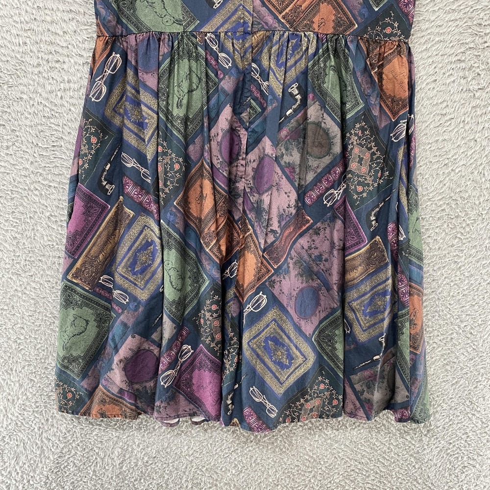 ModCloth Dress Womens XL Patchwork Fit Flare Cotton V-Neck Moody Knee Length - Picture 9 of 12
